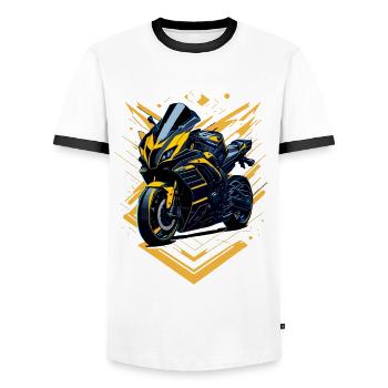 Sport motorcycle illustration - Men's Ringer Shirt - white/black - Front - AI Model Female 172 light (172cm) & AI Model Male 178 dark (178cm)