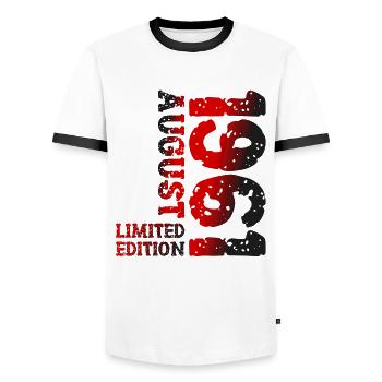 1961 August Limited Edition 62nd Birthday Outfit - Men's Ringer Shirt - white/black - Front - AI Model Female 172 light (172cm) & AI Model Male 178 dark (178cm)