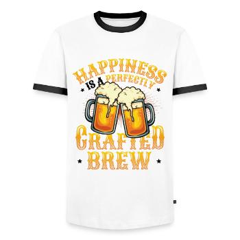 Beer brewing and brewmaster's happiness In perfection - Men's Ringer Shirt - white/black - Front - AI Model Female 172 light (172cm) & AI Model Male 178 dark (178cm)