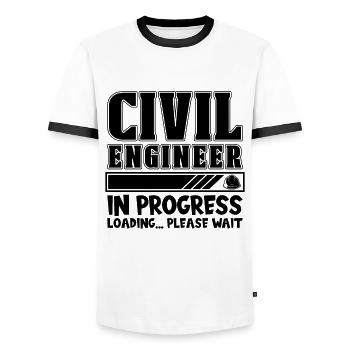 Civil Engineer In Progress Loading Loves Engineers - Männer Kontrast-T-Shirt - Weiß/Schwarz - Vorne - AI Model Female 172 light (172cm) & AI Model Male 178 dark (178cm)