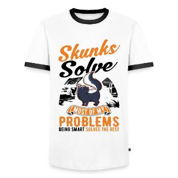 Stinktier Liebhaber - Männer Kontrast-T-Shirt - Weiß/Schwarz - Vorne - AI Model Female 172 light (172cm) & AI Model Male 178 dark (178cm)