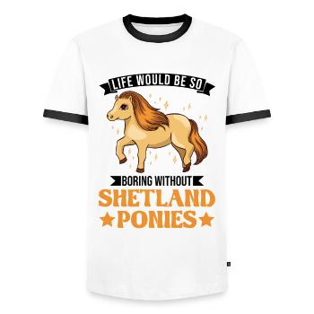Shetland Pony Geschenk Shetty - Männer Kontrast-T-Shirt - Weiß/Schwarz - Vorne - AI Model Female 172 light (172cm) & AI Model Male 178 dark (178cm)
