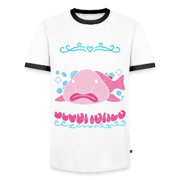 Blobfisch Posez-moi des questions sur les blobfishes - T-shirt contrasté Homme - blanc/noir - Devant - AI Model Female 172 light (172cm) & AI Model Male 178 dark (178cm)