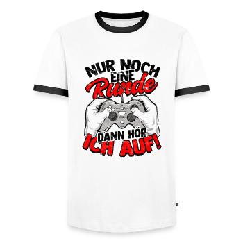 nur noch eine runde dann hor ich auf! - Gaming - Männer Kontrast-T-Shirt - Weiß/Schwarz - Vorne - AI Model Female 172 light (172cm) & AI Model Male 178 dark (178cm)