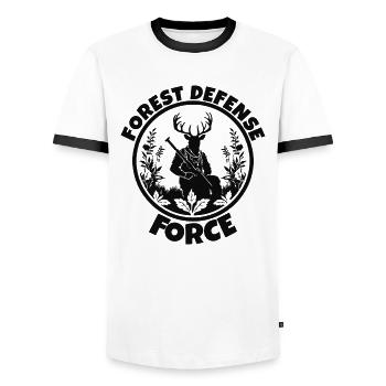 Hirschbulle Mitglied des Wald und Dschungel Schutz - Männer Kontrast-T-Shirt - Weiß/Schwarz - Vorne - AI Model Female 172 light (172cm) & AI Model Male 178 dark (178cm)