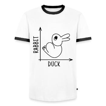 Rabbit Duck Illusion - Men's Ringer Shirt - white/black - Front - AI Model Female 172 light (172cm) & AI Model Male 178 dark (178cm)