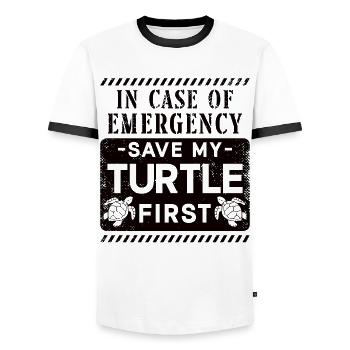 Sea Turtle Tortoise In Case Of - Men's Ringer Shirt - white/black - Front - AI Model Female 172 light (172cm) & AI Model Male 178 dark (178cm)