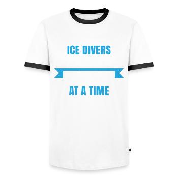 Eistaucher, Die Das Eis Loch Für Loch Brechen, - Männer Kontrast-T-Shirt - Weiß/Schwarz - Vorne - AI Model Female 172 light (172cm) & AI Model Male 178 dark (178cm)