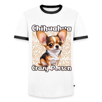 Chihuahua Crazy Person - Männer Kontrast-T-Shirt - Weiß/Schwarz - Vorne - AI Model Female 172 light (172cm) & AI Model Male 178 dark (178cm)