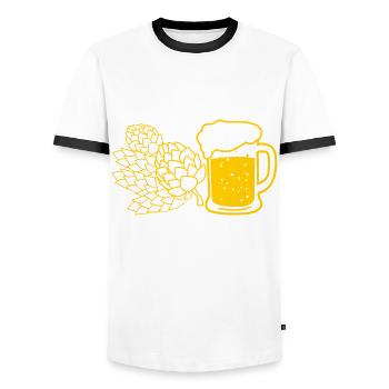 Brasserie de bière Brasserie de verre de bière Brasserie de houblon - T-shirt contrasté Homme - blanc/noir - Devant - AI Model Female 172 light (172cm) & AI Model Male 178 dark (178cm)