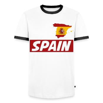 Spain Holidays Spanish - Men's Ringer Shirt - white/black - Front - AI Model Female 172 light (172cm) & AI Model Male 178 dark (178cm)