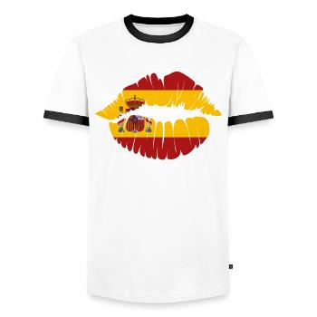 Spain Lips Spanish Holidays - Men's Ringer Shirt - white/black - Front - AI Model Female 172 light (172cm) & AI Model Male 178 dark (178cm)