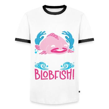 Blobfisch garde le sourire comme un blobfish - T-shirt contrasté Homme - blanc/noir - Devant - AI Model Female 172 light (172cm) & AI Model Male 178 dark (178cm)