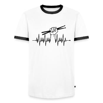 Music Drummer Gift Idea - Percussions - T-shirt contrasté Homme - blanc/noir - Devant - AI Model Female 172 light (172cm) & AI Model Male 178 dark (178cm)