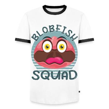Costume de Blobfish - Visage de poisson Blob laid - - T-shirt contrasté Homme - blanc/noir - Devant - AI Model Female 172 light (172cm) & AI Model Male 178 dark (178cm)