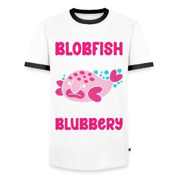 Blobfisch Blobfish Fan Club Forever Blubbery - T-shirt contrasté Homme - blanc/noir - Devant - AI Model Female 172 light (172cm) & AI Model Male 178 dark (178cm)
