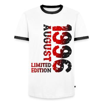 1996 August Limited Edition 27. Geburtstag Outfit - Männer Kontrast-T-Shirt - Weiß/Schwarz - Vorne - AI Model Female 172 light (172cm) & AI Model Male 178 dark (178cm)