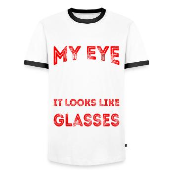 Ophthalmologist You need glasses, optician, - Men's Ringer Shirt - white/black - Front - AI Model Female 172 light (172cm) & AI Model Male 178 dark (178cm)