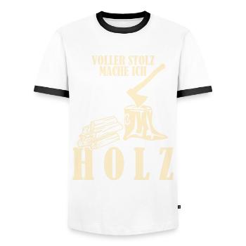 Brennholz Kamin Feuer Holz Feuerholz - Männer Kontrast-T-Shirt - Weiß/Schwarz - Vorne - AI Model Female 172 light (172cm) & AI Model Male 178 dark (178cm)