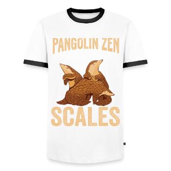 Paix dans les hangars Pangolins Trouver des amants - T-shirt contrasté Homme - blanc/noir - Devant - AI Model Female 172 light (172cm) & AI Model Male 178 dark (178cm)