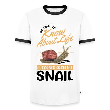 Snail Gift Vineyard Snail - Men's Ringer Shirt - white/black - Front - AI Model Female 172 light (172cm) & AI Model Male 178 dark (178cm)