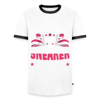 Collectionneur de baskets Je pourrais avoir un problème de baskets - T-shirt contrasté Homme - blanc/noir - Devant - AI Model Female 172 light (172cm) & AI Model Male 178 dark (178cm)