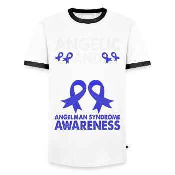 Angelic and awe-inspiring - Men's Ringer Shirt - white/black - Front - AI Model Female 172 light (172cm) & AI Model Male 178 dark (178cm)