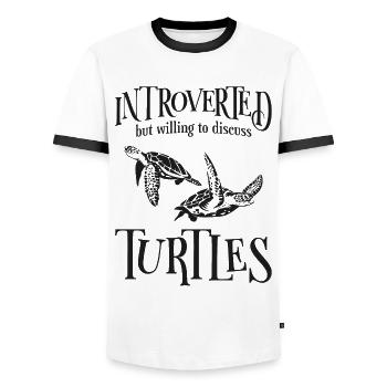 Sea Turtle Tortoise Introverted - Männer Kontrast-T-Shirt - Weiß/Schwarz - Vorne - AI Model Female 172 light (172cm) & AI Model Male 178 dark (178cm)