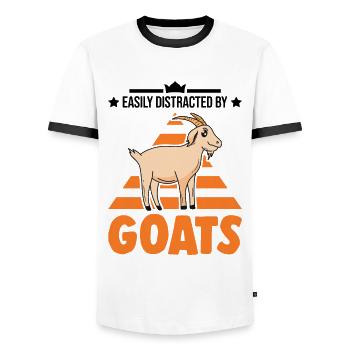 Easily distracted by Goats Ziegenwirt Ziege - Männer Kontrast-T-Shirt - Weiß/Schwarz - Vorne - AI Model Female 172 light (172cm) & AI Model Male 178 dark (178cm)