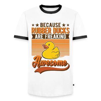 Rubber Duck Gift Rubber Duck Rubber Duck - Men's Ringer Shirt - white/black - Front - AI Model Female 172 light (172cm) & AI Model Male 178 dark (178cm)