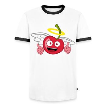 Kirschen Engel Heiligenschein Kirsche - Männer Kontrast-T-Shirt - Weiß/Schwarz - Vorne - AI Model Female 172 light (172cm) & AI Model Male 178 dark (178cm)