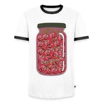 Cherries Glass Cherry - Men's Ringer Shirt - white/black - Front - AI Model Female 172 light (172cm) & AI Model Male 178 dark (178cm)