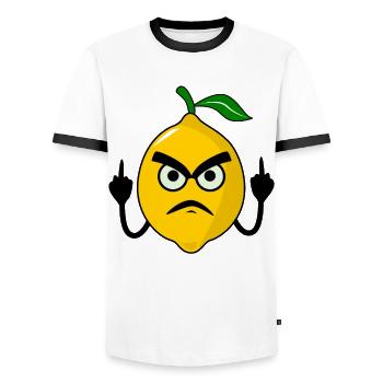 Zitronen Mittelfinger Zitrone - Männer Kontrast-T-Shirt - Weiß/Schwarz - Vorne - AI Model Female 172 light (172cm) & AI Model Male 178 dark (178cm)