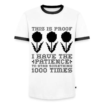 C’est la preuve que j’ai un amant de point de croix cousue - T-shirt contrasté Homme - blanc/noir - Devant - AI Model Female 172 light (172cm) & AI Model Male 178 dark (178cm)