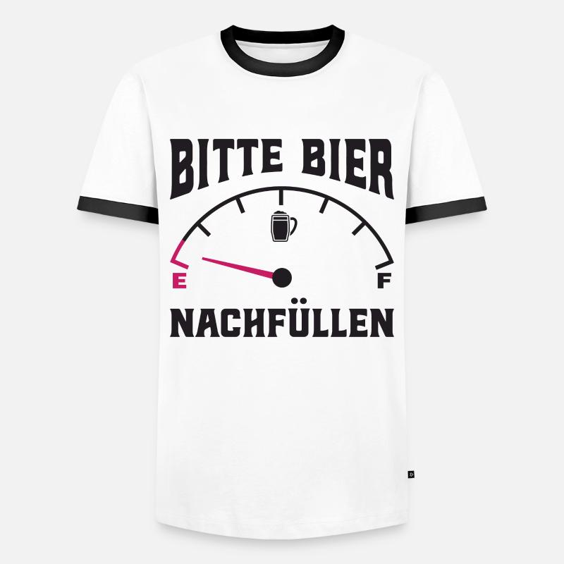 Bitte Bier Nachfüllen - Bier - Männer Kontrast-T-Shirt - Weiß/Schwarz