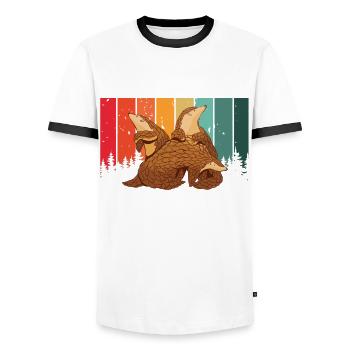 Love and save Pangolin's lovers - Men's Ringer Shirt - white/black - Front - AI Model Female 172 light (172cm) & AI Model Male 178 dark (178cm)