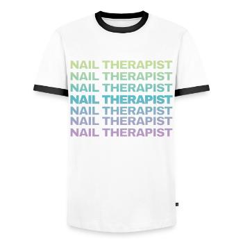 Nageltherapeutin Lustig Nailart Nail Tech - Männer Kontrast-T-Shirt - Weiß/Schwarz - Vorne - AI Model Female 172 light (172cm) & AI Model Male 178 dark (178cm)
