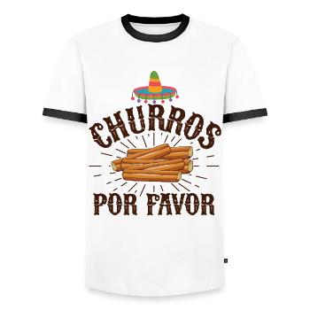 Churros Por Favor Churro mexicain vintage - T-shirt contrasté Homme - blanc/noir - Devant - AI Model Female 172 light (172cm) & AI Model Male 178 dark (178cm)
