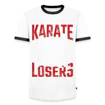 Tang Soo Do Arts Martiaux Le karaté est pour les perdants - T-shirt contrasté Homme - blanc/noir - Devant - AI Model Female 172 light (172cm) & AI Model Male 178 dark (178cm)