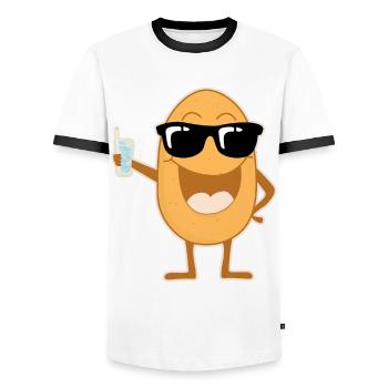 Party Kartoffel mit Sonnenbrille - Männer Kontrast-T-Shirt - Weiß/Schwarz - Vorne - AI Model Female 172 light (172cm) & AI Model Male 178 dark (178cm)