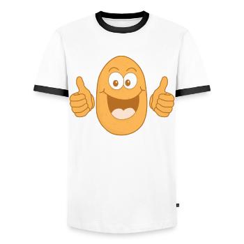 Kartoffel Daumen hoch Kartoffeln - Männer Kontrast-T-Shirt - Weiß/Schwarz - Vorne - AI Model Female 172 light (172cm) & AI Model Male 178 dark (178cm)