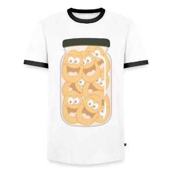 Pomme de terre en bocal Pommes de terre - T-shirt contrasté Homme - blanc/noir - Devant - AI Model Female 172 light (172cm) & AI Model Male 178 dark (178cm)