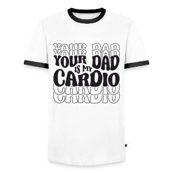 Your Dad Is My Cardio - Fitness - Men's Ringer Shirt - white/black - Front - AI Model Female 172 light (172cm) & AI Model Male 178 dark (178cm)