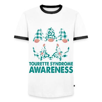 Support Squad Tourette Syndrome Awareness Month - Men's Ringer Shirt - white/black - Front - AI Model Female 172 light (172cm) & AI Model Male 178 dark (178cm)
