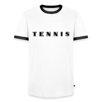 Lettrage tennis - T-shirt contrasté Homme - blanc/noir - Devant - AI Model Female 172 light (172cm) & AI Model Male 178 dark (178cm)