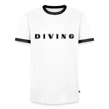 Tauchen Schriftzug - Männer Kontrast-T-Shirt - Weiß/Schwarz - Vorne - AI Model Female 172 light (172cm) & AI Model Male 178 dark (178cm)