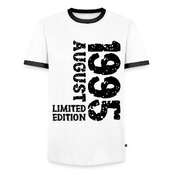 1995 August Limited Edition 28. Geburtstag Outfit - Männer Kontrast-T-Shirt - Weiß/Schwarz - Vorne - AI Model Female 172 light (172cm) & AI Model Male 178 dark (178cm)