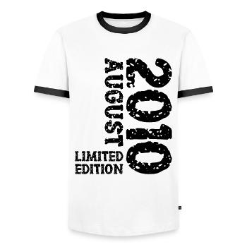 2010 August Limited Edition 13. Geburtstag Outfit - Männer Kontrast-T-Shirt - Weiß/Schwarz - Vorne - AI Model Female 172 light (172cm) & AI Model Male 178 dark (178cm)