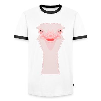 Vogelstrauß lustig - Männer Kontrast-T-Shirt - Weiß/Schwarz - Vorne - AI Model Female 172 light (172cm) & AI Model Male 178 dark (178cm)