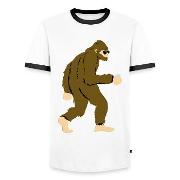 Bigfoot drinks cocktail at party - Men's Ringer Shirt - white/black - Front - AI Model Female 172 light (172cm) & AI Model Male 178 dark (178cm)